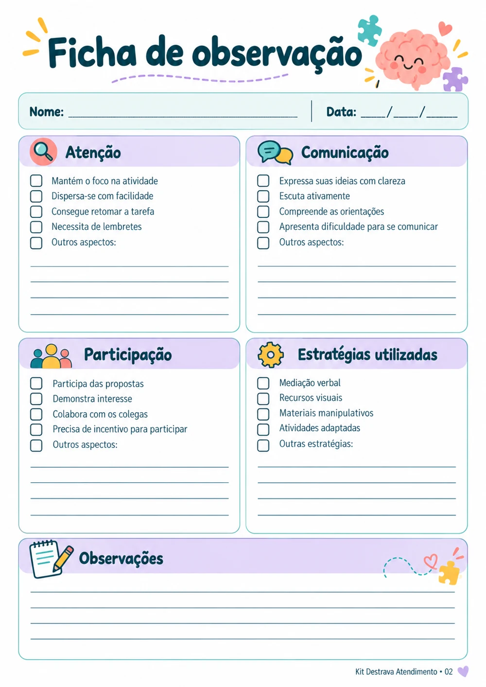 Ficha de observação